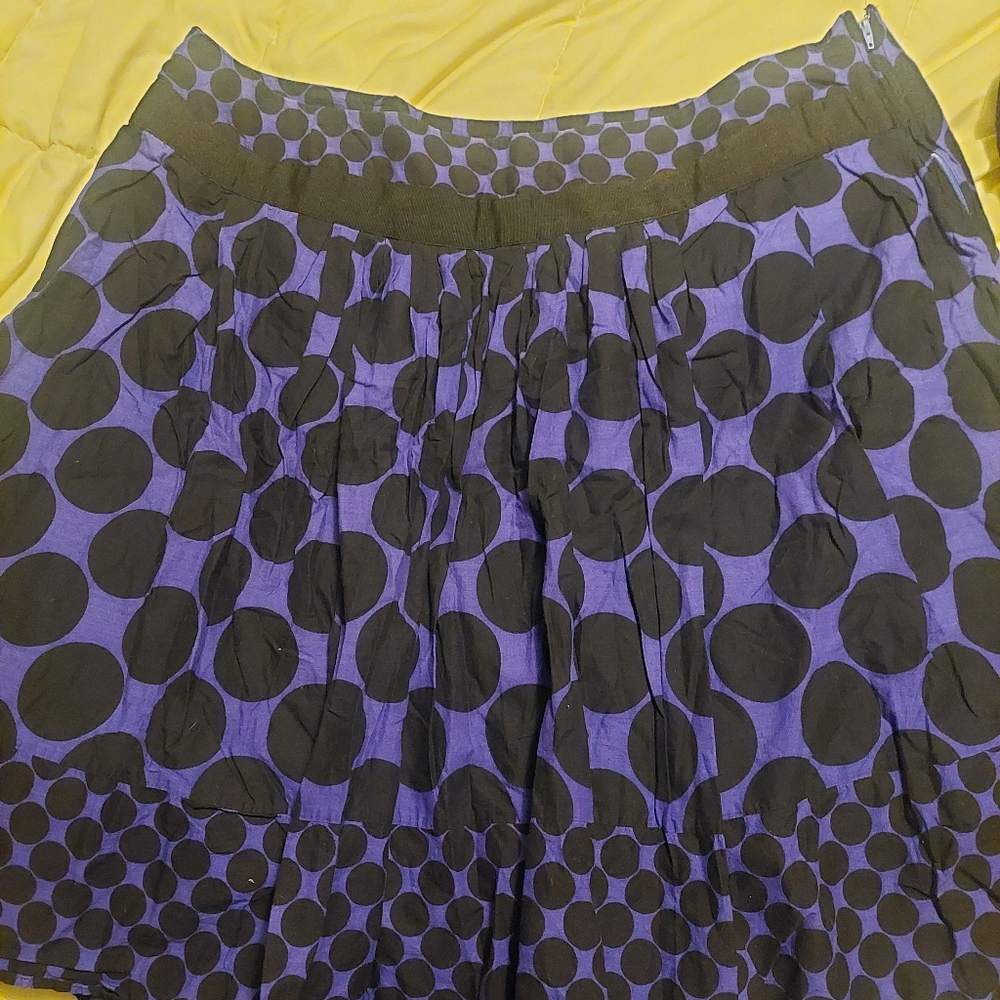 CATO plus size Purple/Blk Polka Dot High Waist Skater Skirt